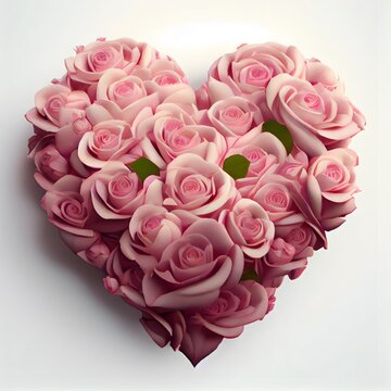 Flower, Bouquet, Heart, Shape, Red, Pink, Rose, Roses, Love, Valentine, Celebration, Wedding, Anniversary, Romance, Romantic, Blossom, Bloom, Beauty, Photo, Realistic, illustration, generative, AI