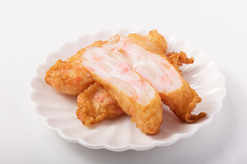 紅生姜と玉ねぎのかき揚げ　(はんぺん揚げ)