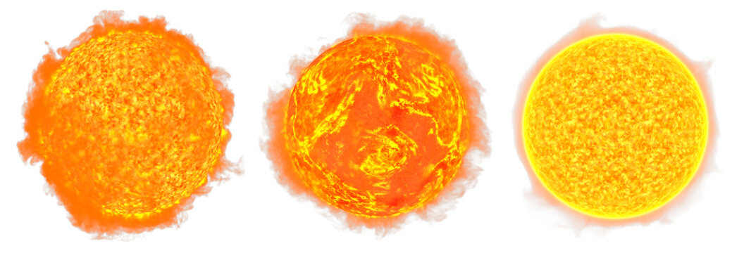 Sun isolated transparent background 3d rendering
