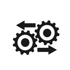 Vector illustration, icon of gears and arrows. Flat design. Isolated on a white background.