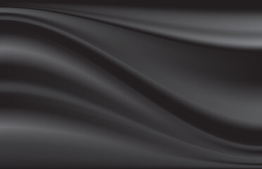 Fototapeta premium Black shiny cloth wave abstract background, overlay effect.