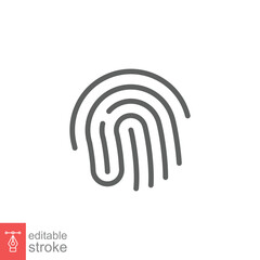 Fingerprint line icon. Simple outline style. Finger print, unique thumbprint, thumb scan id access, technology concept. Vector illustration isolated on white background. Editable stroke EPS 10.