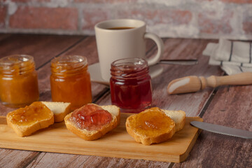 toast with jam and coffee