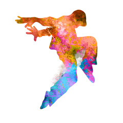 Fototapeta premium Watercolor Dancer drawing, silhouette of a dancing person, Watercolor dancing woman, Hiphop