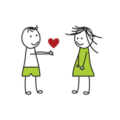 Cartoon design of two couples in love. vector illustration