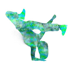 Watercolor Dancer drawing, silhouette of a dancing person, Watercolor dancing woman, Hiphop