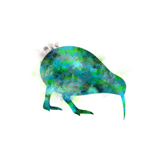 Watercolor Kiwi Bird drawing, silhouette of a Kiwi Bird, Watercolor Kiwi Bird art, Kiwi Bird, Png, Transparent, Apteryx, ratites