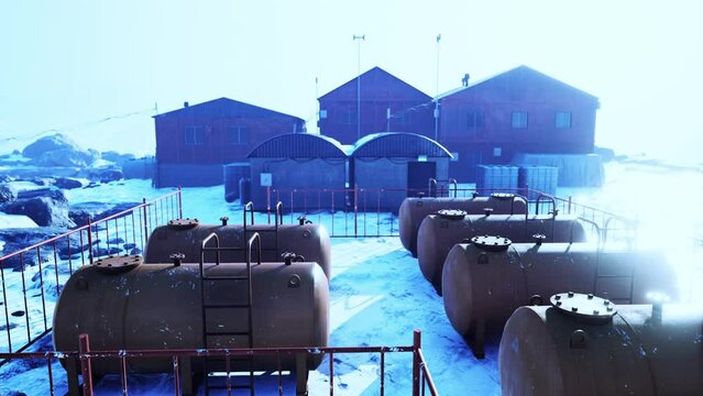 Antarctica station under summer sun