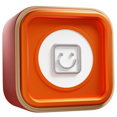icono 3d con perspectiva sonrisa cuadrado