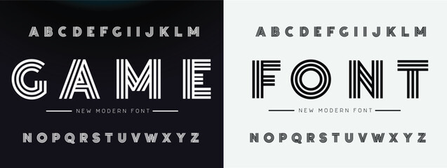 Fototapeta GAME Sports minimal tech font letter set. Luxury vector typeface for company. Modern gaming fonts logo design.
 obraz