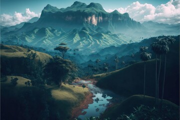 Colombia landscape, created with generative ai