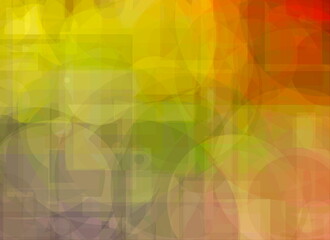 green yellow and orange abstract background. artistic circles and square shapes. harmonic and vibrant colors and shapes. web and presentation template backdrop. artistic composition. landscape layout.