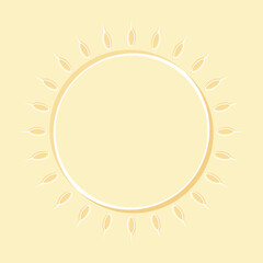 Wheat seeds around abstract sun. Logo, icon, symbol, element, frame.