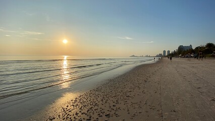Sunrise over sea at Hua Hin Thailand 