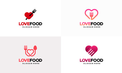Set of Love Food Logo designs concept vector, Food restaurant logo template