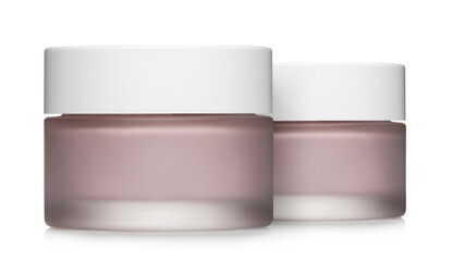 Cosmetic cream jars, isolated on white background