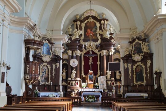 Late baroque altar in the church of St John the Baptist in Plock, Poland.
