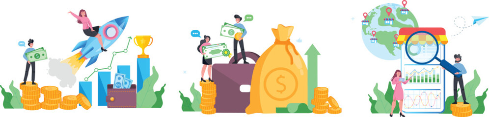 management abstract concept vector illustration set. Human resources, candidates, performance management, find employee, job applicant,HR management software abstract metaphor,tax filling,educational