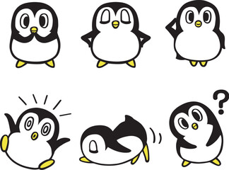 かわいいペンギンキャラクターセット3　(お願い、ドヤ、敬礼、はてな 他)