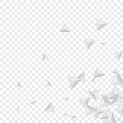 Hoar Origami Background Transparent Vector. Shard Volume Illustration. Greyscale Luxury Banner. Triangular Idea. Silver Polygon Card.