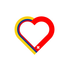 unity concept. heart ribbon icon of colombia and switzerland flags. vector illustration isolated on white background