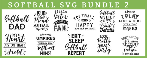 Softball Team SVG Bundle: Hand-Lettering Quotes and Sayings with Vector Illustration Graphic - Perfect for T-Shirts, Banners, Mugs, and More!