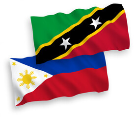 Flags of Federation of Saint Christopher and Nevis and Philippines on a white background