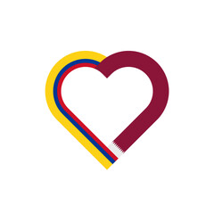 unity concept. heart ribbon icon of colombia and qatar flags. vector illustration isolated on white background