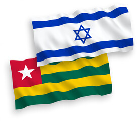 Flags of Togolese Republic and Israel on a white background