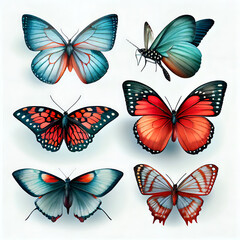 Fototapeta na wymiar set of butterflies isolated Generative AI