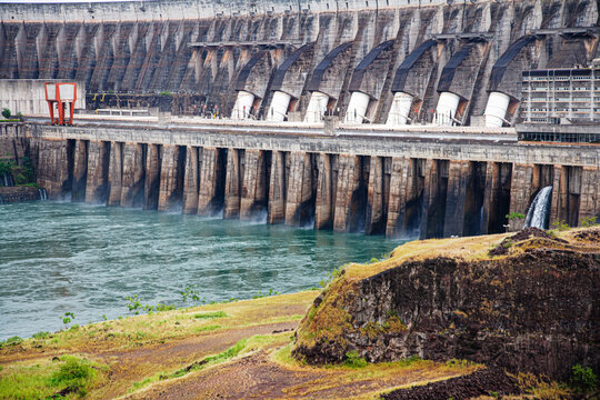 Itaipu hydroelectric Dam along Parana River in Paraguay, South America