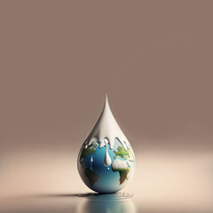 Fototapeta premium Water drop on earth copy space background. World water day concept. generative ai.