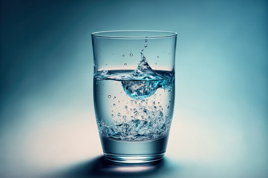 A glass of water on pastel color background with copy space. World water day save water concept. Generative ai.
