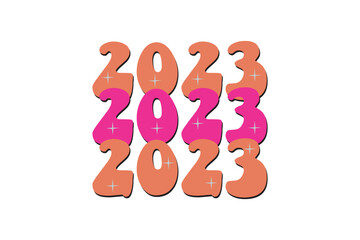 Happy New Year Groovy retro 2023 T-shirt Design eps file