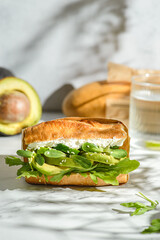 vegetarian sandwich with avocado and cucumber