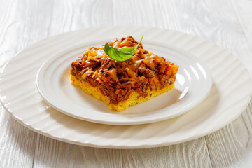 portion of tasty Cajun Beef Cornbread Casserole