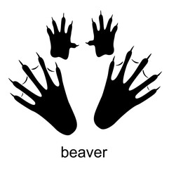 Beaver track, beaver footprint. Ink, silhouette Vector illustration isolated on white background © EVGENIY