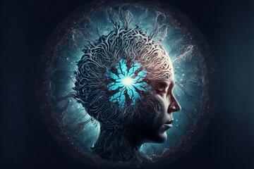 Portrait of absolute state of concentration and meditation. Generative AI 