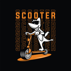 Cute animal scooter illustration. Vector graphics for t-shirt prints and other uses.