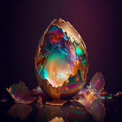 Cracked Rainbow Egg, AI