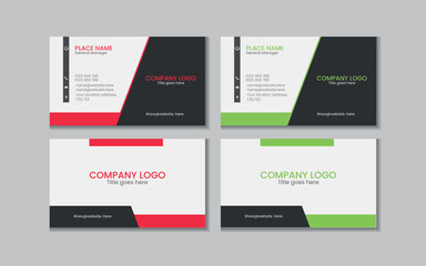 Vector printable and editable horizontal double sided clean modern corporate business card template design