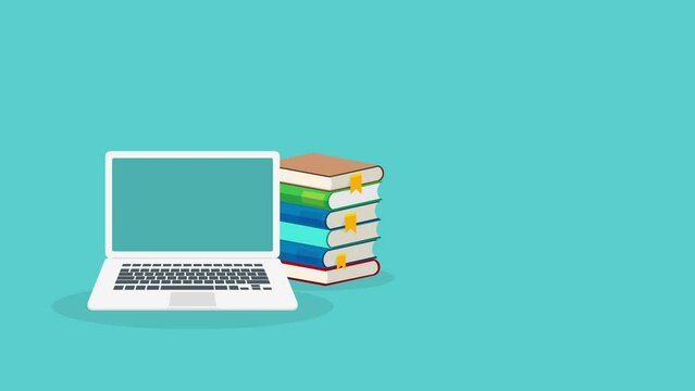 Online learning. Concept of webinar, business online training, education on computer or e-learning concept, video tutorial. Animation