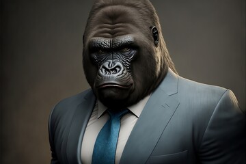 Portrait of a Gorilla in formal business suit