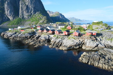 Fjords landscape, ocean bay, fjords coastline, summertime 