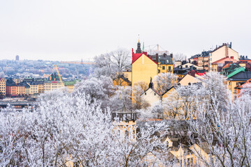 Stockholm, Sweden's capital city covered by ice in winter