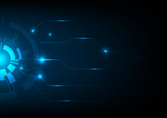 Blue circle and line technology abstract technology innovation concept vector background and glowing light