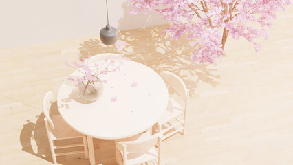 桜のある部屋　春のイメージ