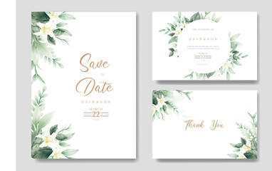 Fototapeta na wymiar Beautiful Watercolor Floral Wedding Invitation Card Template