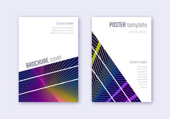 Geometric cover design template set. Rainbow abstr