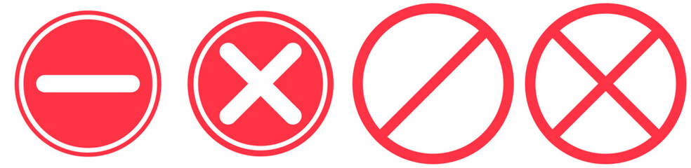 Stop icon, no icon, ban icon, icon set